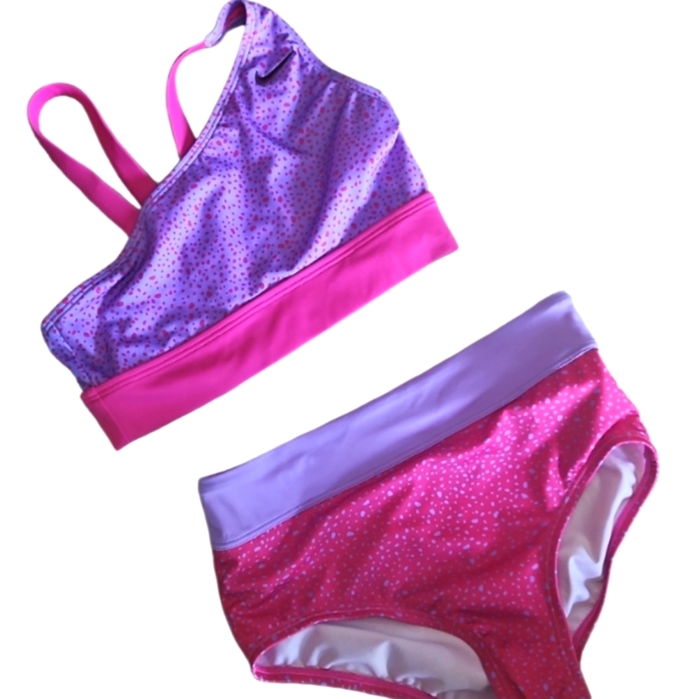 NEW! NIKE Big Kid's Vibrant Purple and Pink Bikini 2pc Swim Set 14. - Picture 2 of 6